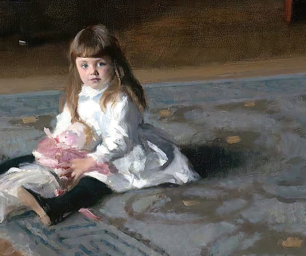 Youngest sister and doll in The Daughters of Edward Darley Boit